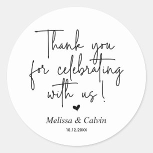 Adesivo Redondo Obrigado por celebrar conosco o Sticker Casado