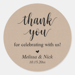 Adesivo Redondo Obrigado por celebrar conosco o Sticker Casado