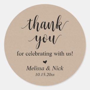 Adesivo Redondo Obrigado por celebrar conosco o Sticker Casado