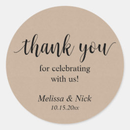 Adesivo Redondo Obrigado por celebrar conosco o Sticker Casado
