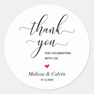 Adesivo Redondo Obrigado por celebrar conosco o Sticker Casado