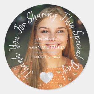 Adesivo Redondo Obrigado Por Compartilhar Este Coração De Cinza Es