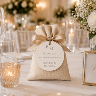 Adesivo Redondo Obrigado por compartilhar nosso dia de casamento c