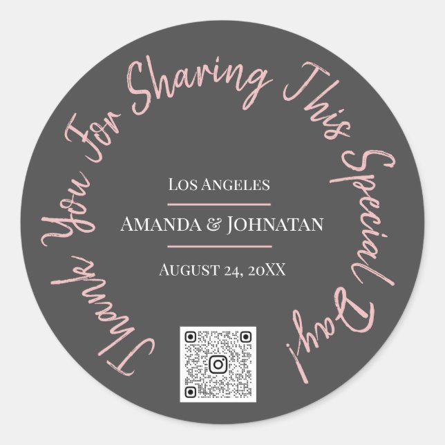 Adesivo Redondo Obrigado por compartilhar o dia especial do logoti (Frente)