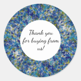 Adesivo Redondo Obrigado Por Comprar De Nós Miçangas Azuis