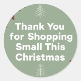 Adesivo Redondo Obrigado por comprar na Small neste Natal