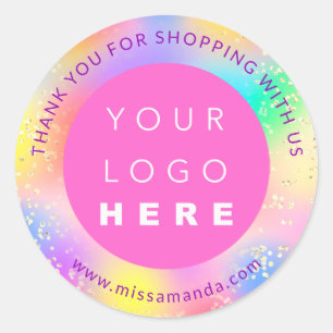 Adesivo Redondo Obrigado Por Comprar O Logotipo Da Web Holographic