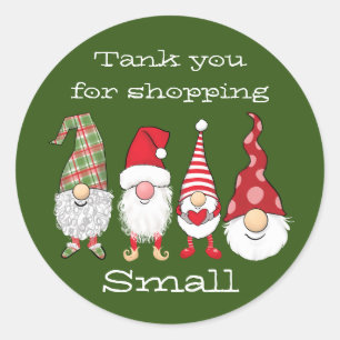 Adesivo Redondo Obrigado por comprar os pequenos gnomos de Natal