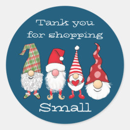 Adesivo Redondo Obrigado por comprar os pequenos gnomos de Natal
