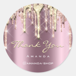 Adesivo Redondo Obrigado Por Comprar Rosa Glitter Drivers De Glitt