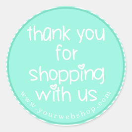 Adesivo Redondo Obrigado por Comprar - Teal Strike Web Business