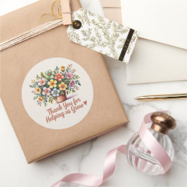 Adesivo Redondo "Obrigado por nos ajudar a crescer"