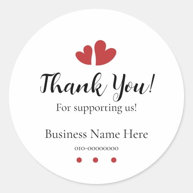 Adesivo Redondo Obrigado por nos apoiar. (Frente)