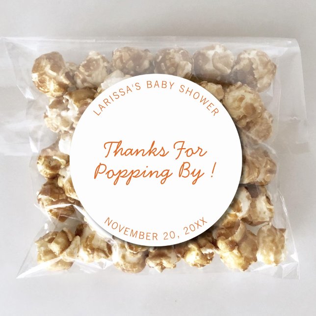 Adesivo Redondo Obrigado por passar por aqui Saco de pipoca de fav (Criador carregado)