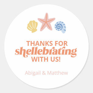 Adesivo Redondo Obrigado por Shellabrating Estrela-do-Mar Concha