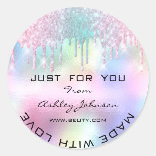 Adesivo Redondo Obrigado Por Ter Feito Com Amor Hologro Rosa