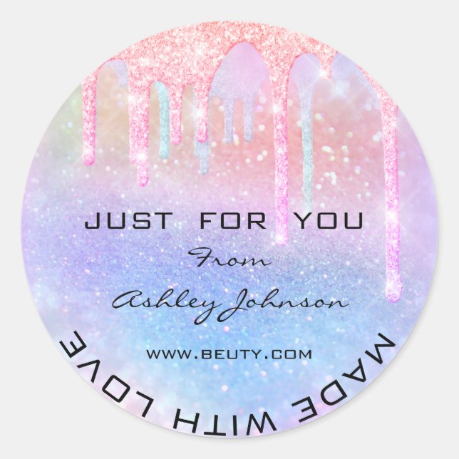 Adesivo Redondo Obrigado Por Ter Feito Com O Amor Hológrafo Glitte (Frente)