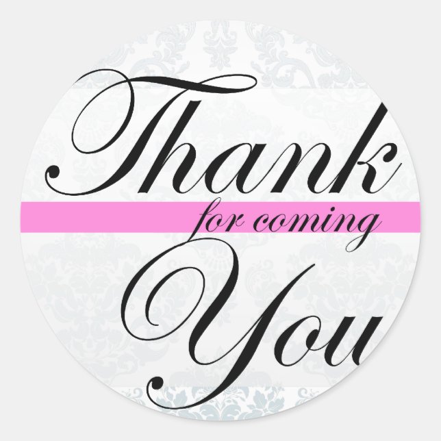 Adesivo Redondo Obrigado por ter vindo a Pink Sticker (Frente)