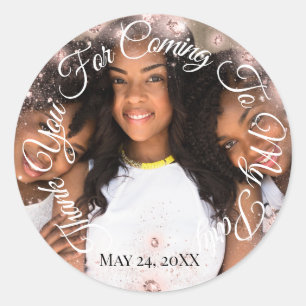 Adesivo Redondo Obrigado Por Ter Vindo Ao Glitter Fotográfico Do M