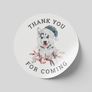 Adesivo Redondo Obrigado por ter vindo. Chá de fraldas de animais