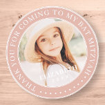 Adesivo Redondo Obrigado Por Vir À Minha Foto Do Bat Mitzvah<br><div class="desc">Este design simples e clássico é composto por tipografia serif e adiciona uma foto personalizada. Obrigado por vir a Bat Mitzvah.</div>