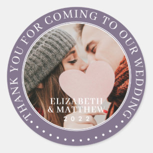 Adesivo Redondo Obrigado Por Vir À Nossa Foto Moderna De Casament