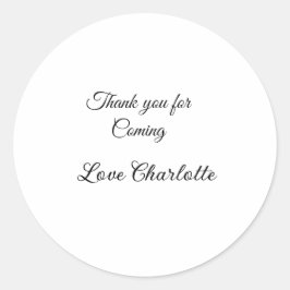 Adesivo Redondo obrigado por vir adicionar nome mensagem de texto