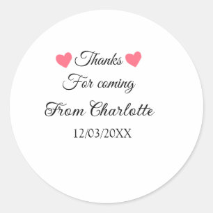 Adesivo Redondo obrigado por vir adicionar nome mensagem de texto 