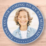Adesivo Redondo Obrigado Por Vir Ao Meu Bar Mitzvah Foto<br><div class="desc">Este design simples e clássico é composto por tipografia serif e adiciona uma foto personalizada. Obrigado por vir ao Bar Mitzvah.</div>