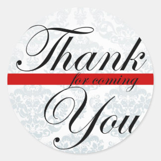 Adesivo Redondo Obrigado por vir o Red Sticker