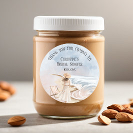 Adesivo Redondo Obrigado por vir para o Chá de Noiva Beach and Wav