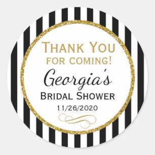 Adesivo Redondo Obrigado preto da listra do chá de panela você