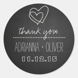 Adesivo Redondo Obrigado preto do casamento do coração do quadro