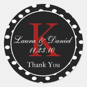 Adesivo Redondo Obrigado preto e branco das bolinhas você