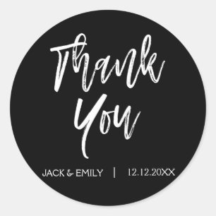 Adesivo Redondo Obrigado preto você selo do envelope