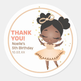 Adesivo Redondo Obrigado! Princesa Ballerina com Arco Aniversário