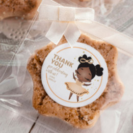 Adesivo Redondo Obrigado! Princesa Ballerina com Arco Aniversário