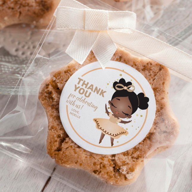 Adesivo Redondo Obrigado! Princesa Ballerina com Arco Aniversário (Criador carregado)