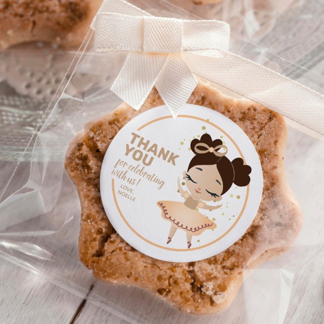 Adesivo Redondo Obrigado! Princesa Ballerina com Arco Aniversário (Criador carregado)