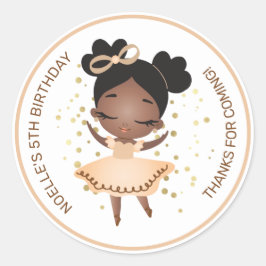 Adesivo Redondo Obrigado! Princesa Ballerina com Classe de Anivers