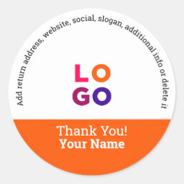 Adesivo Redondo Obrigado! | Promocional para logotipo profissional