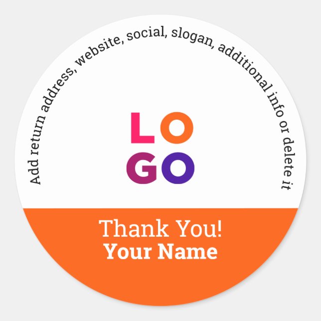 Adesivo Redondo Obrigado! | Promocional para logotipo profissional (Frente)