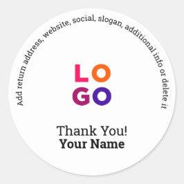 Adesivo Redondo Obrigado! | Promocional para logotipo profissional