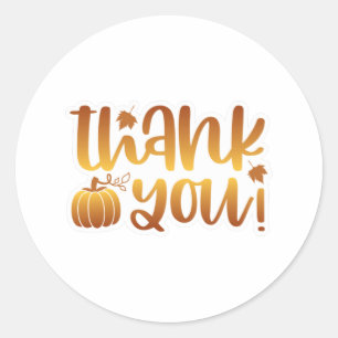 Adesivo Redondo Obrigado Pumpkin Folhas
