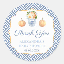 Adesivo Redondo Obrigado, Pumpkins Chinoiserie Chá de panela