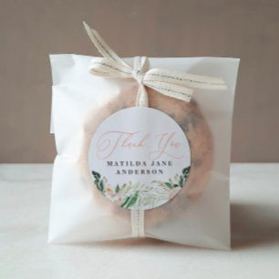 Adesivo Redondo Obrigado que a foto cora anúncio floral do