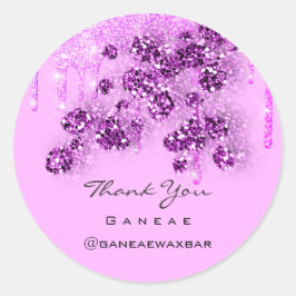 Adesivo Redondo Obrigado que Compra gotas de luz 16ª cor-de-rosa m