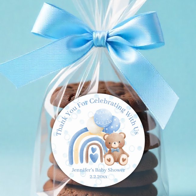 Adesivo Redondo obrigado que possamos esperar pontos azuis de chá  (Criador carregado)