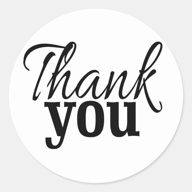 Adesivo Redondo Obrigado que preto e branco moderno você sela (Frente)