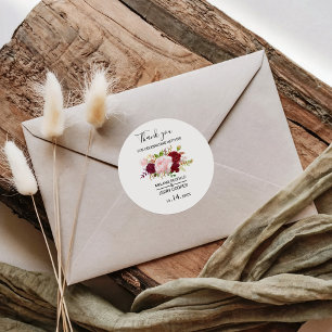 Adesivo Redondo Obrigado que tropical e romântico vermelho você